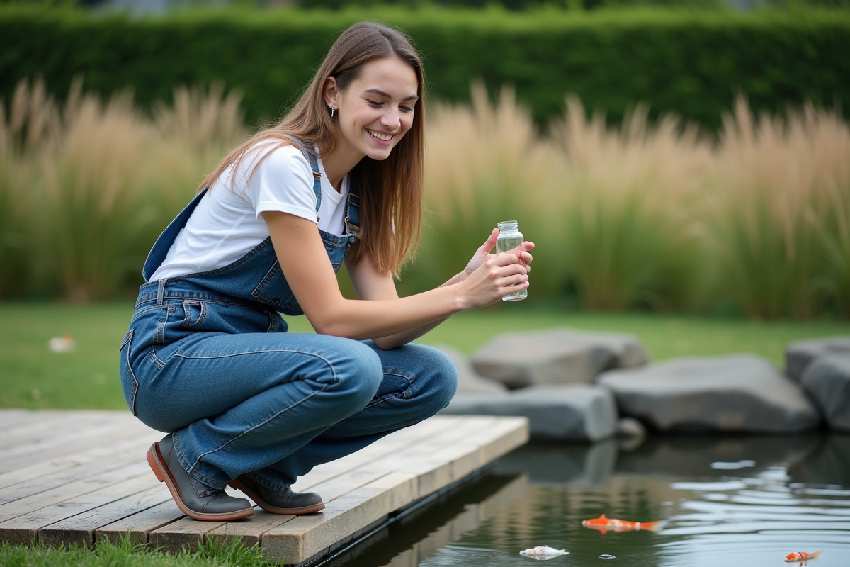 Jeune femme inspectant l