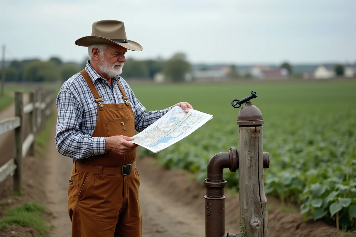 Fermeur âgé examinant une carte de l
