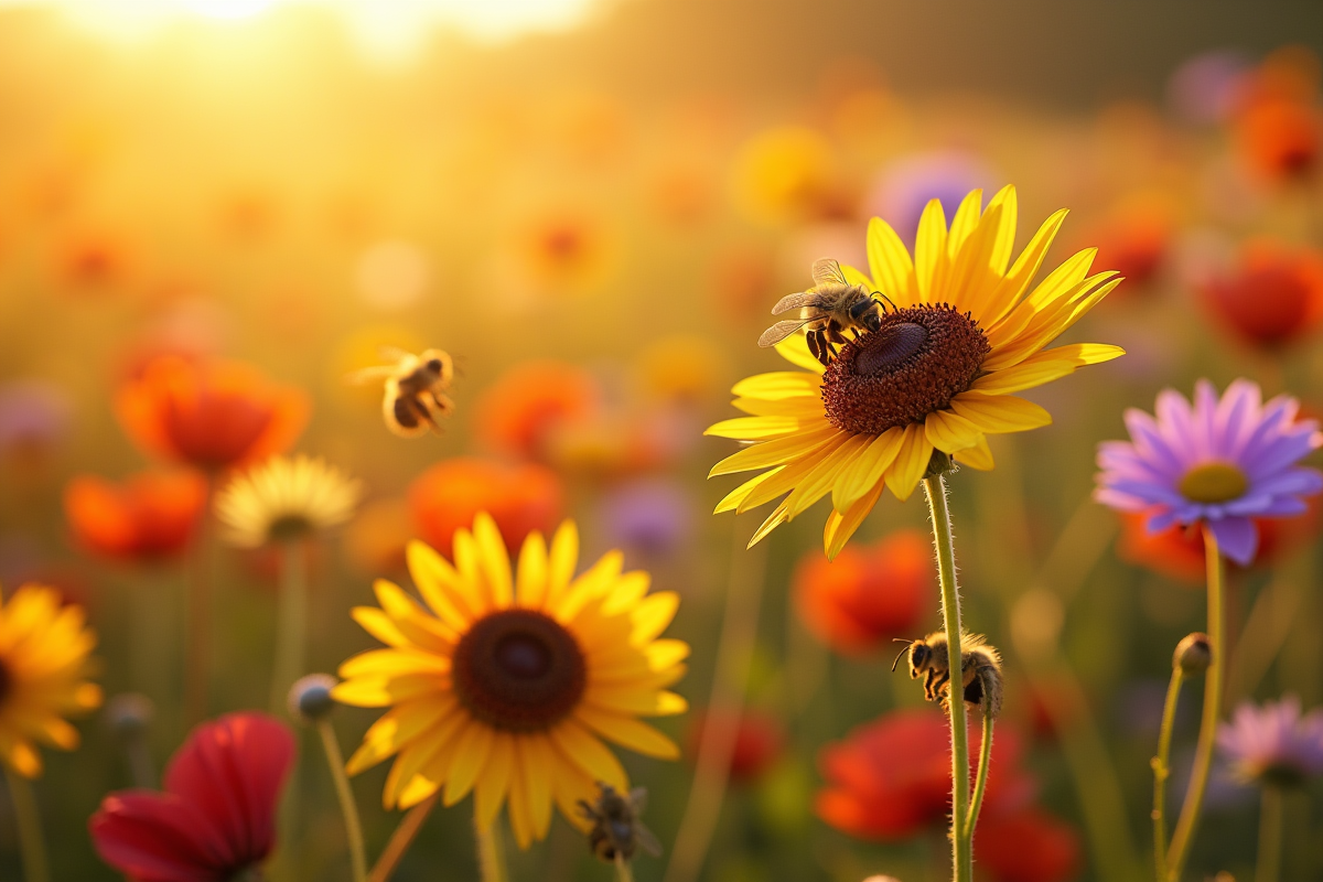 abeilles fleurs