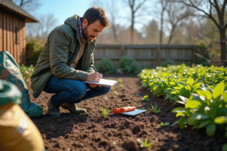 Personne planifiant un jardin en pleine nature au printemps