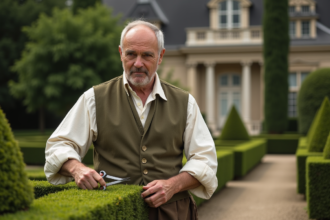 Homme en costume de jardinier royal du 18e siècle