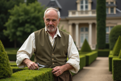 Homme en costume de jardinier royal du 18e siècle