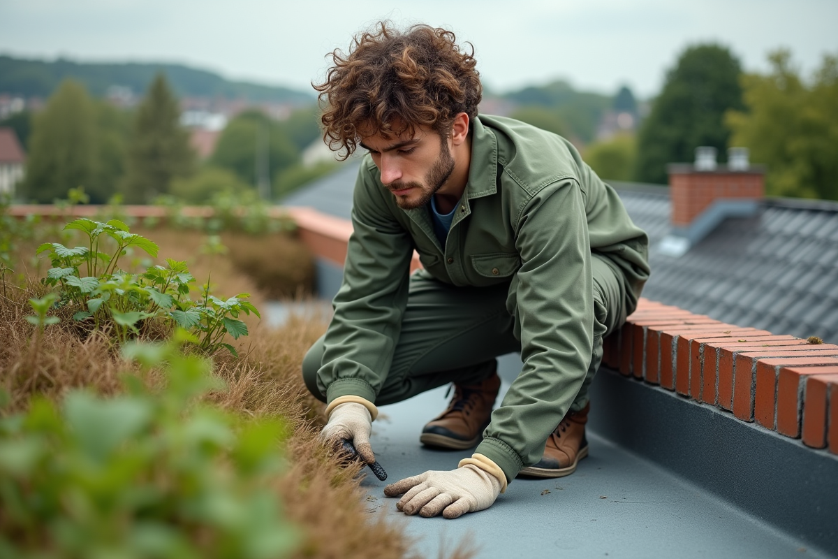 Jeune homme inspectant l